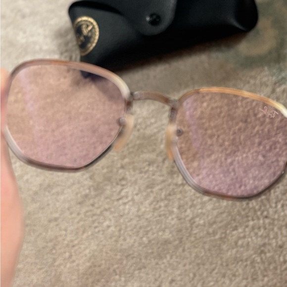 Ray Ban Hexagonal Evolve Sunglasses Pink Lenses Gold Frame - Picture 4 of 10